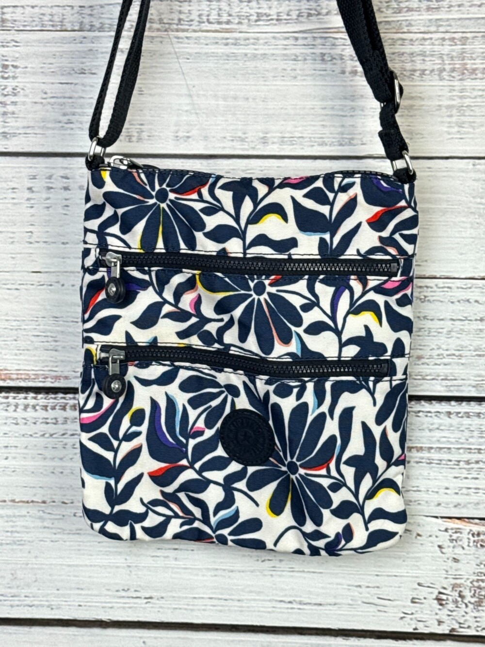 Kipling Keiko Crossbody Mini Bag Floral Flourish Print Black White